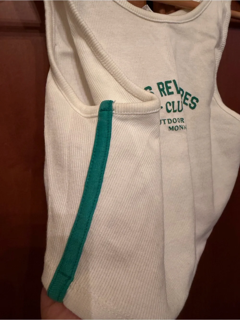Zara Cream Tank Top with Green Logo for Kids